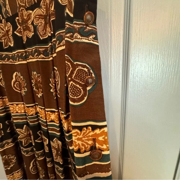 VTG Cappagallo Maxi Skirt Sz 8 Brown Beach  Button Boho Stretch Soft Hippie READ - Picture 7 of 15